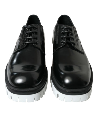 Dolce &amp; Gabbana – Derby-Schnürschuhe aus schwarzem und weißem Leder