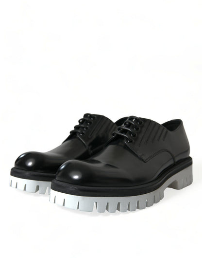 Dolce &amp; Gabbana – Derby-Schnürschuhe aus schwarzem und weißem Leder