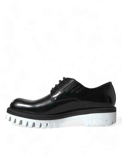 Dolce &amp; Gabbana – Derby-Schnürschuhe aus schwarzem und weißem Leder