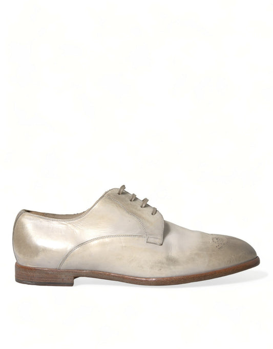 Dolce &amp; Gabbana – Weiße Derby-Schuhe aus Distressed-Leder