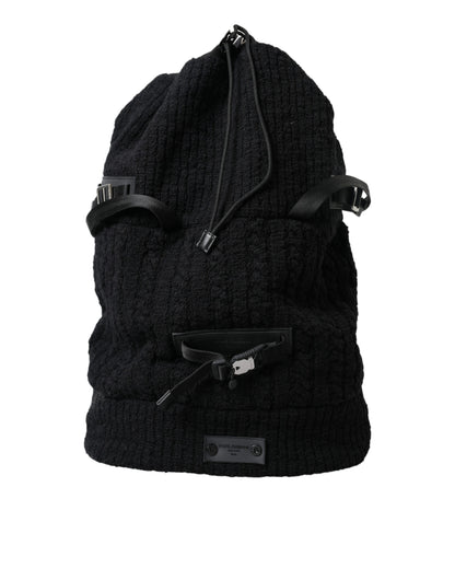 Dolce &amp; Gabbana Schwarz Silber Wolle Zaino Tricot Rucksack Männer Tasche