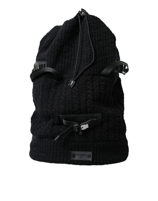Dolce &amp; Gabbana Schwarz Silber Wolle Zaino Tricot Rucksack Männer Tasche