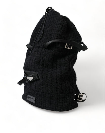 Dolce &amp; Gabbana Schwarz Silber Wolle Zaino Tricot Rucksack Männer Tasche