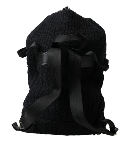 Dolce &amp; Gabbana Schwarz Silber Wolle Zaino Tricot Rucksack Männer Tasche