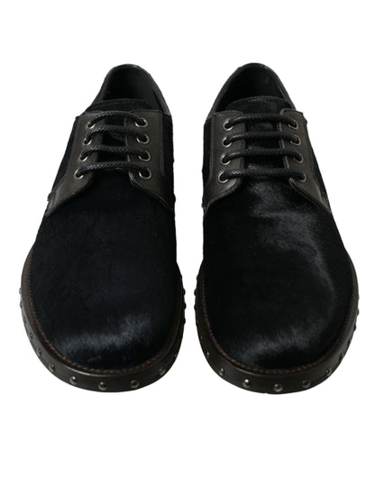 Dolce &amp; Gabbana – Derby-Schuhe „SAN PIETRO“ aus stabilem Pelz in Schwarz