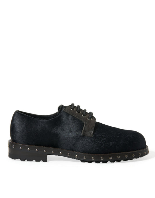 Dolce &amp; Gabbana – Derby-Schuhe „SAN PIETRO“ aus stabilem Pelz in Schwarz