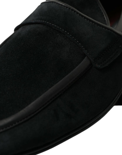 Dolce &amp; Gabbana – Slipper-Loafer aus schwarzem Samt