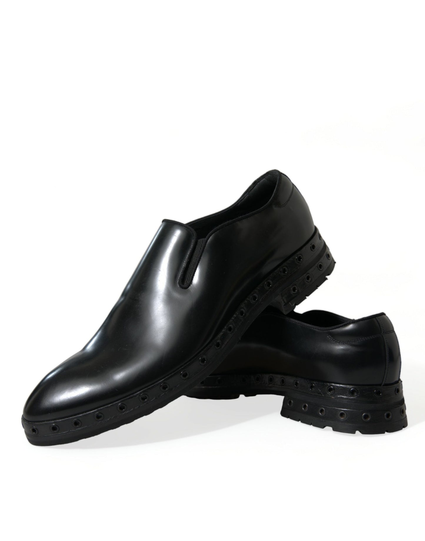 Dolce &amp; Gabbana – Schwarze Loafer aus Leder mit Nieten