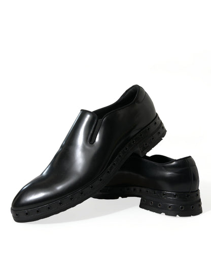 Dolce &amp; Gabbana – Schwarze Loafer aus Leder mit Nieten