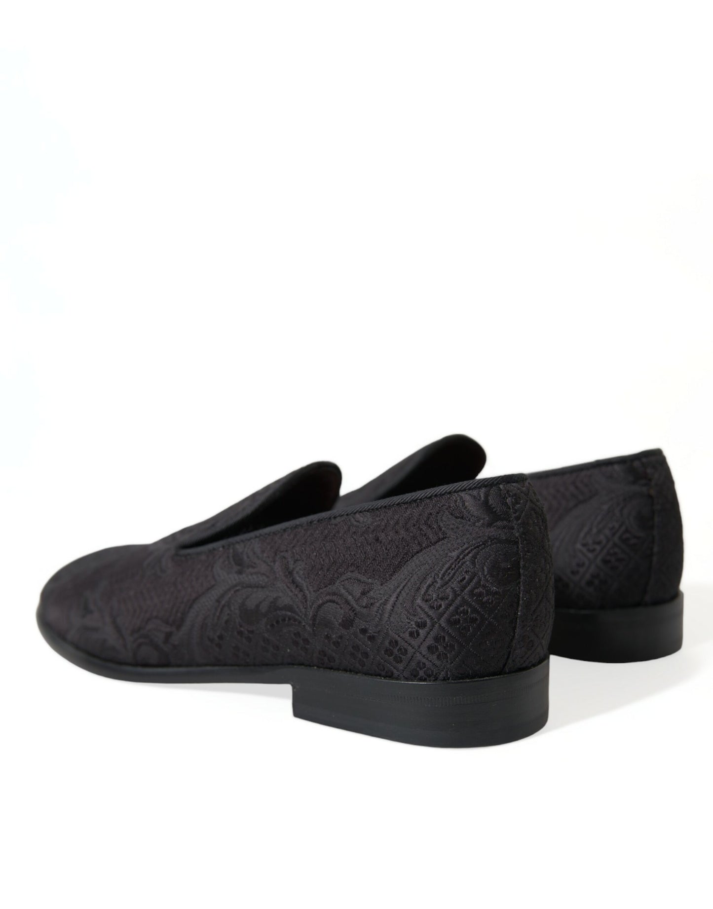 Dolce &amp; Gabbana Black Brocade Men Slip On Loafer Dress Shoes