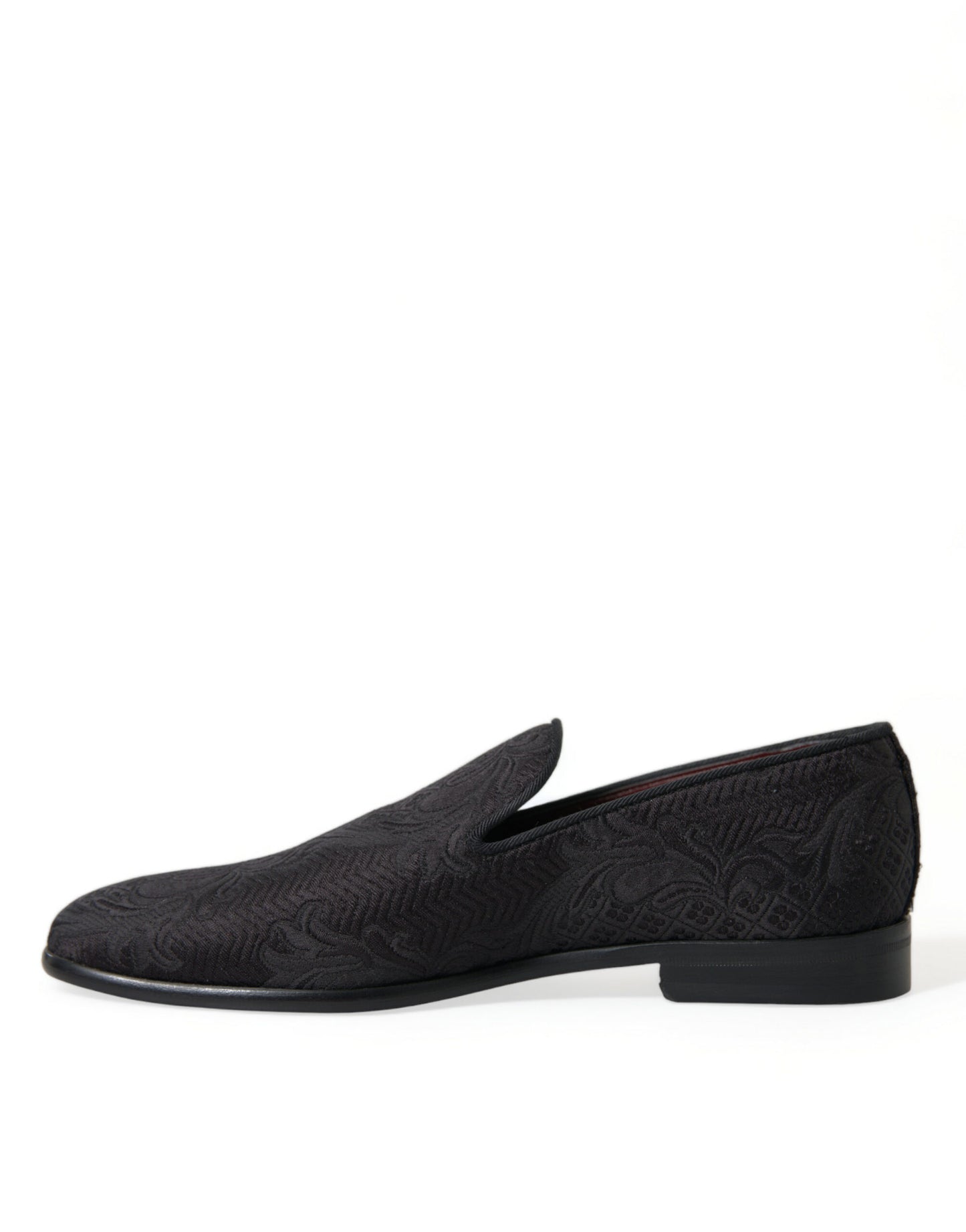Dolce &amp; Gabbana Black Brocade Men Slip On Loafer Dress Shoes