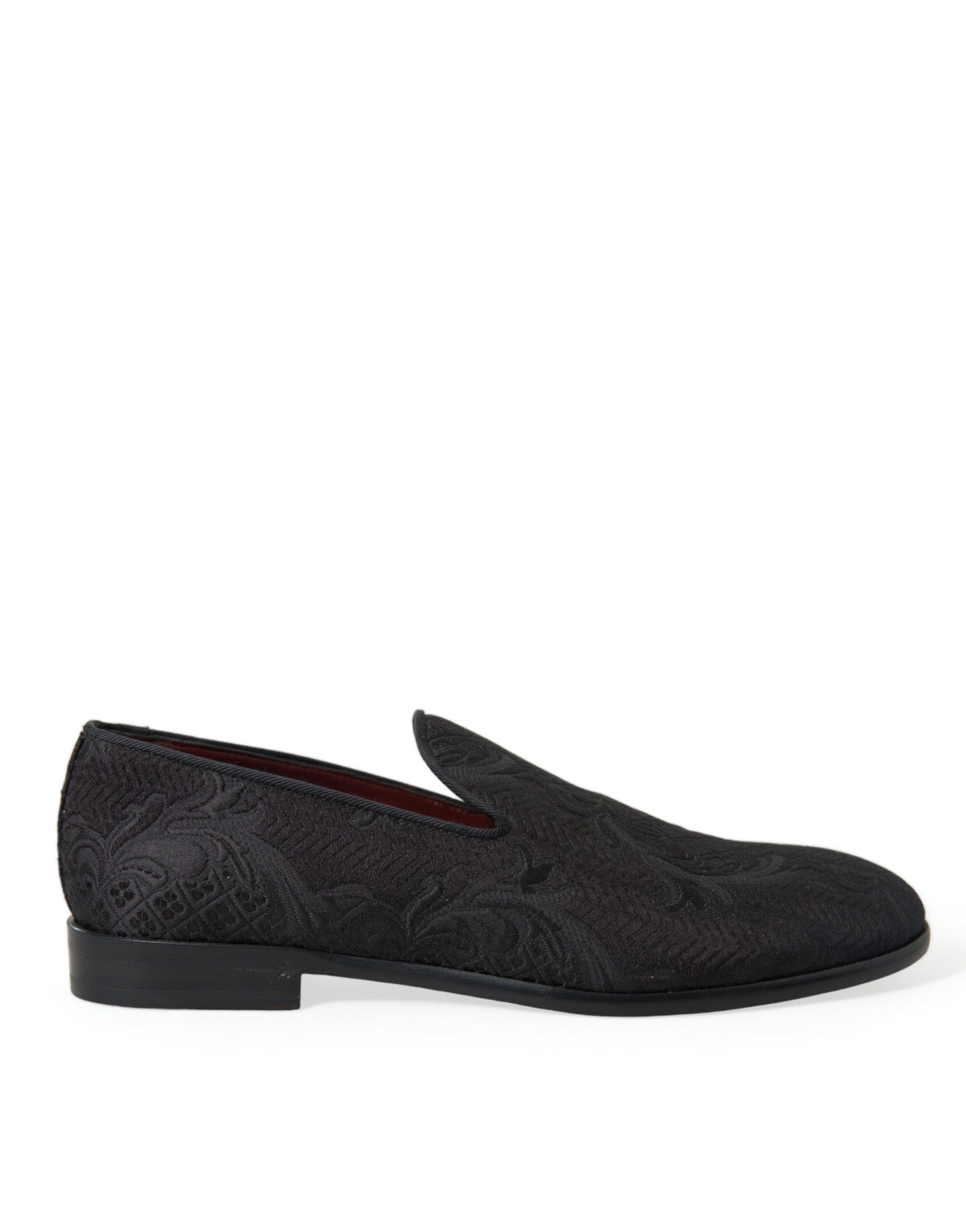 Dolce &amp; Gabbana Black Brocade Men Slip On Loafer Dress Shoes