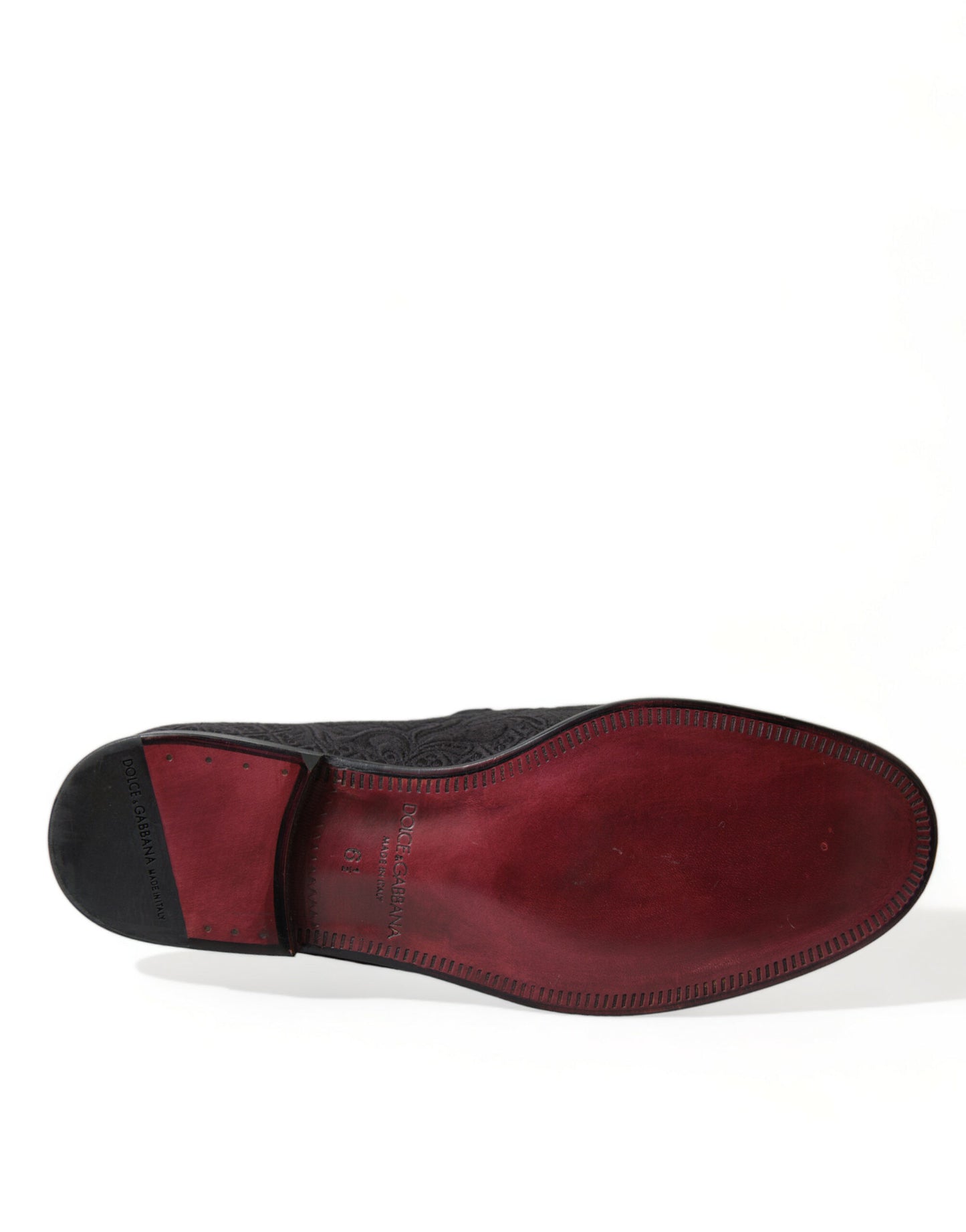 Dolce &amp; Gabbana Black Brocade Men Slip On Loafer Dress Shoes