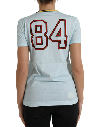 Dolce &amp; Gabbana Light Blue Cotton Free Love Crew Neck T-shirt
