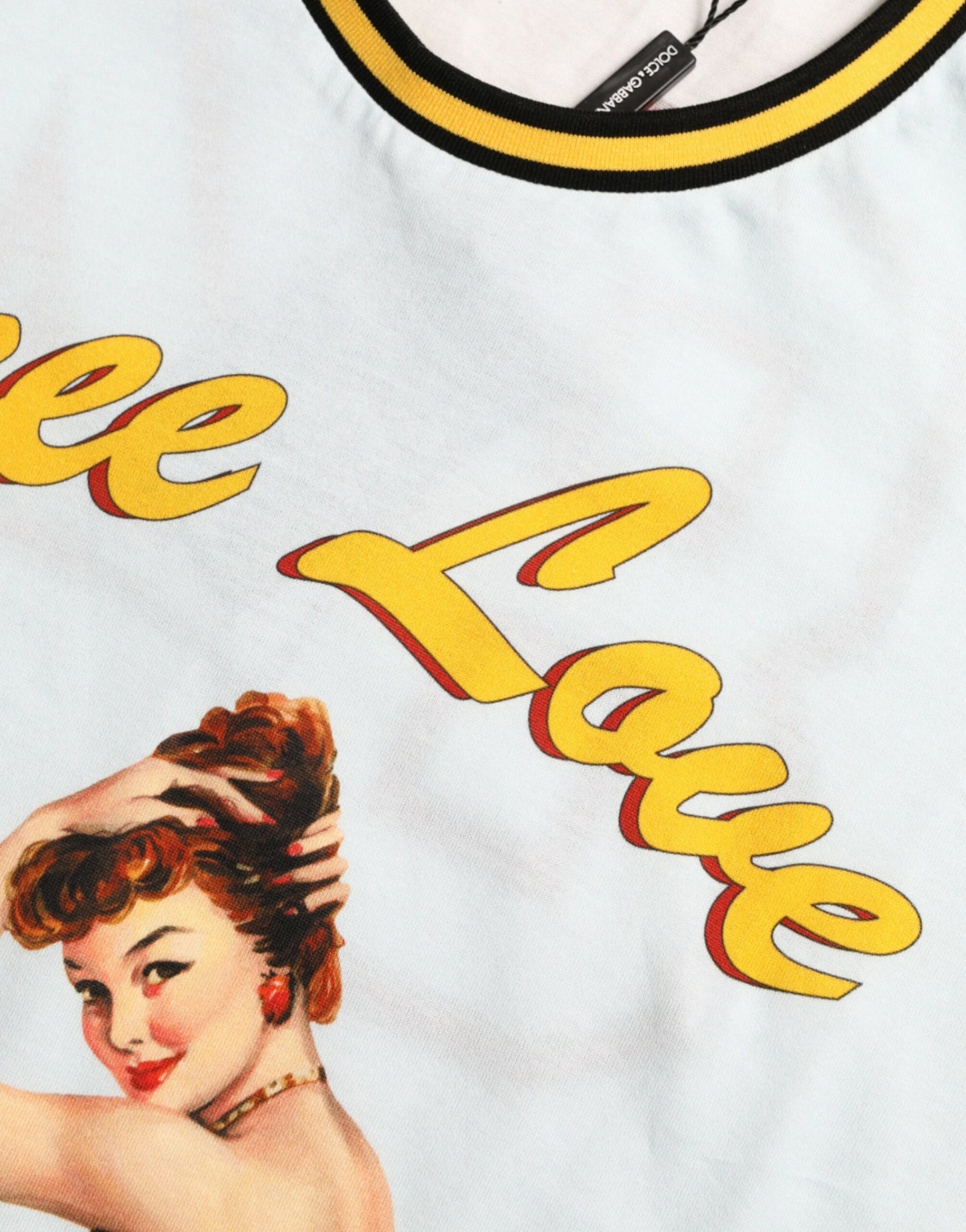 Dolce &amp; Gabbana Light Blue Cotton Free Love Crew Neck T-shirt