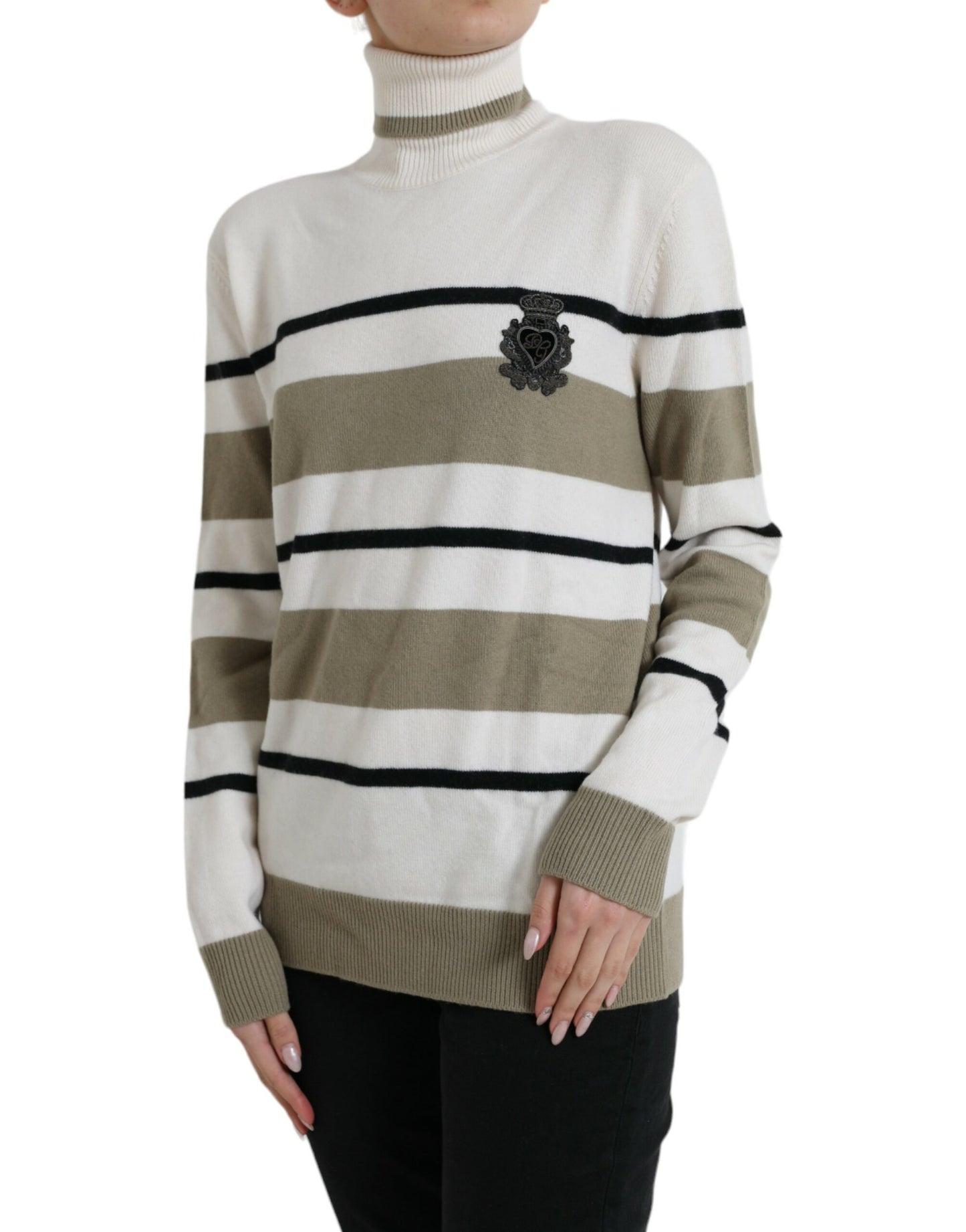 Dolce &amp; Gabbana – Pullover aus Wolle mit mehrfarbigem Streifenlogo