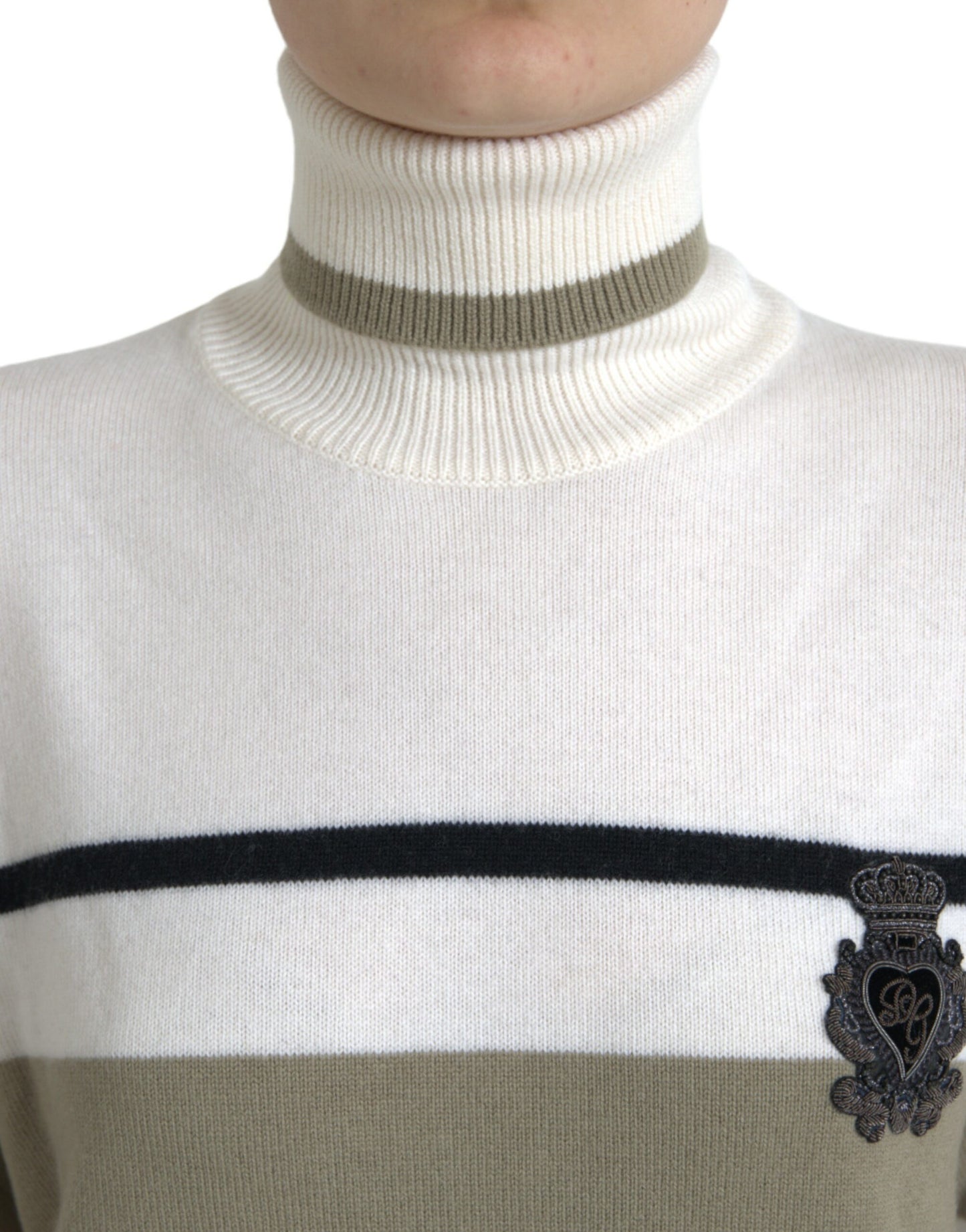 Dolce &amp; Gabbana – Pullover aus Wolle mit mehrfarbigem Streifenlogo