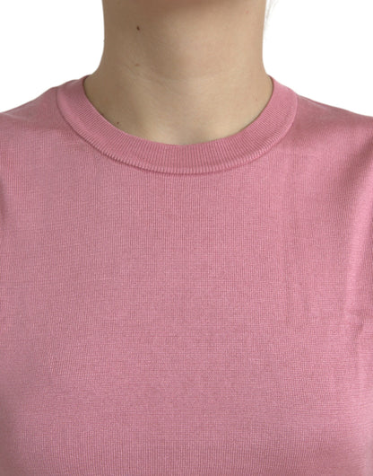 Dolce &amp; Gabbana Pink Crew Neck Cropped Sleeveless Tank Top