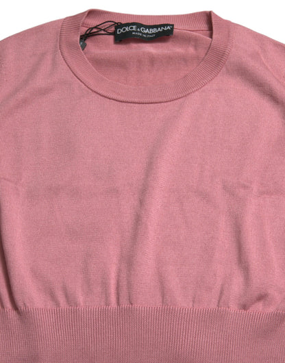 Dolce &amp; Gabbana Pink Crew Neck Cropped Sleeveless Tank Top