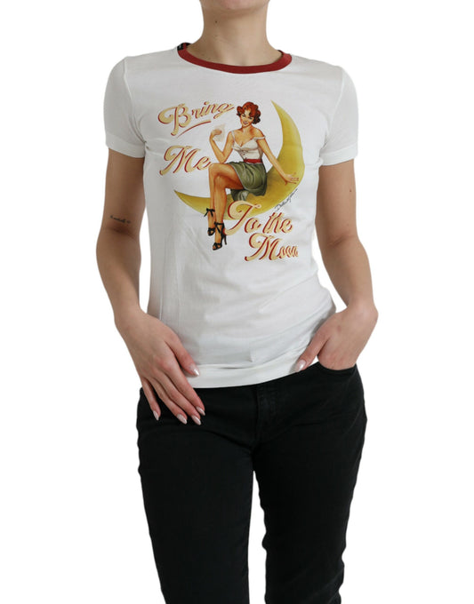 Dolce &amp; Gabbana White Bring Me To The Moon T-shirt Top