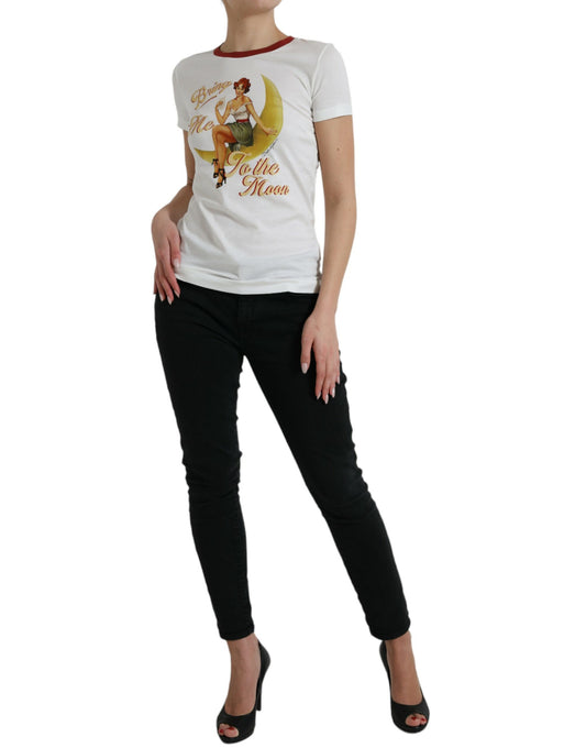 Dolce &amp; Gabbana White Bring Me To The Moon T-shirt Top