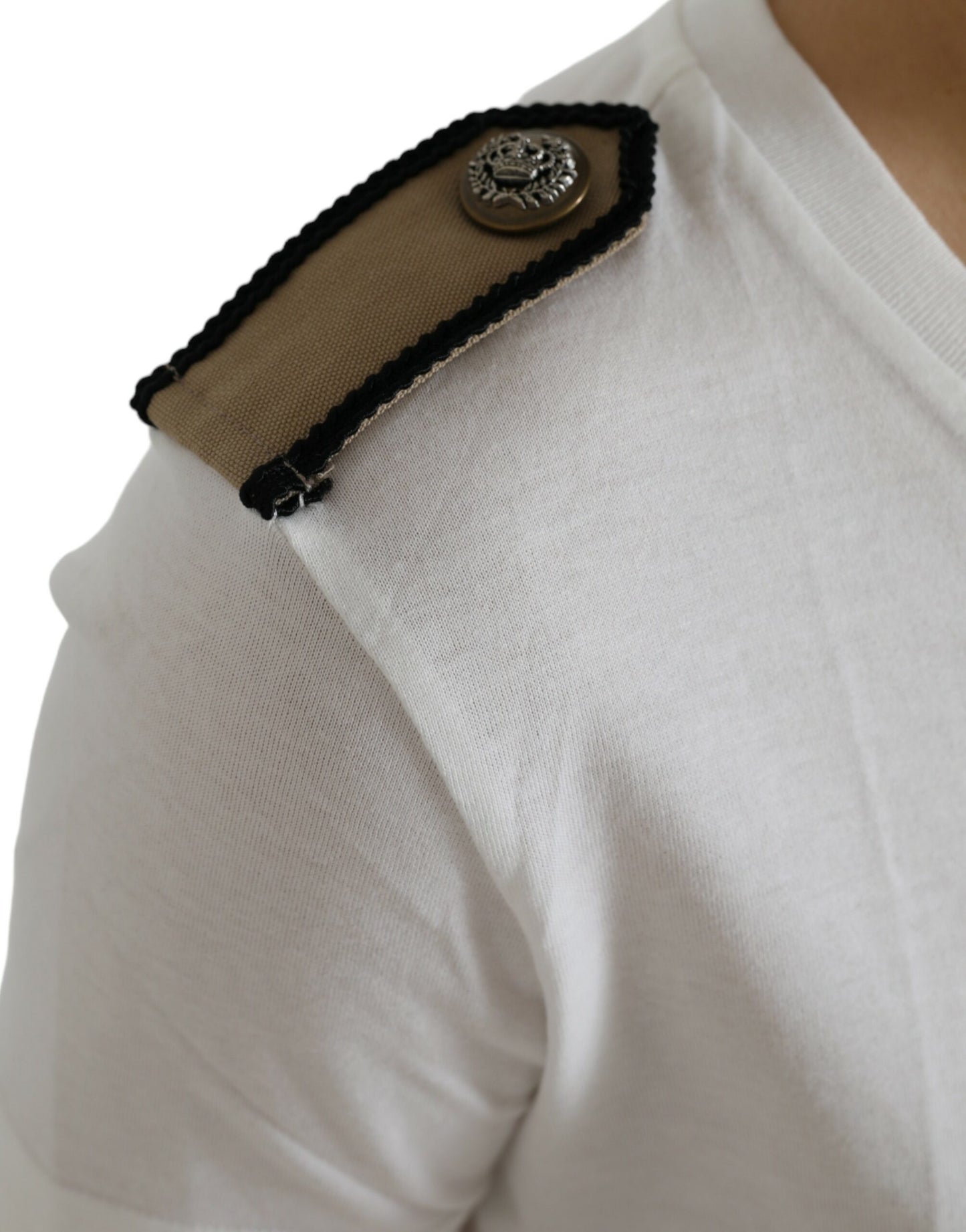 Dolce &amp; Gabbana White Black Roses Crewneck Cotton T-shirt