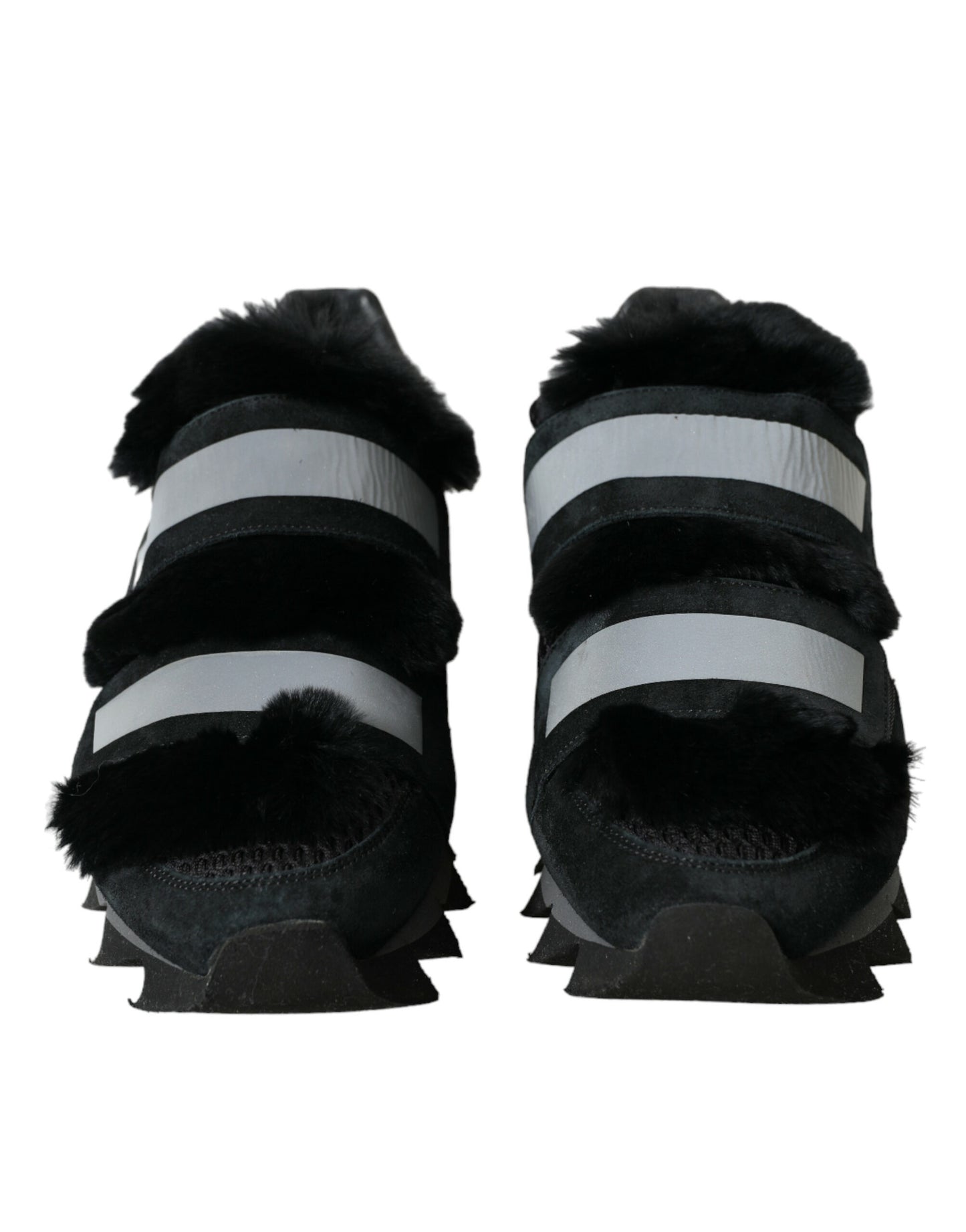 Dolce &amp; Gabbana – Schwarze Sneakers aus Wildleder mit Pelzverzierung