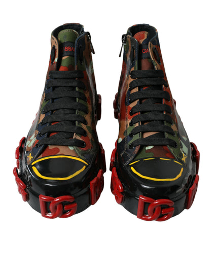 Dolce &amp; Gabbana Multicolor Camouflage High Top Sneakers Schuhe