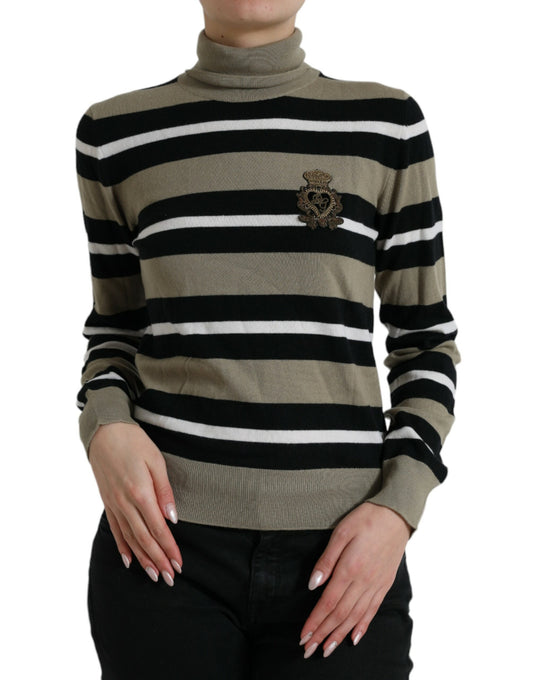 Dolce &amp; Gabbana – Pullover aus Wolle mit mehrfarbigem Streifenlogo