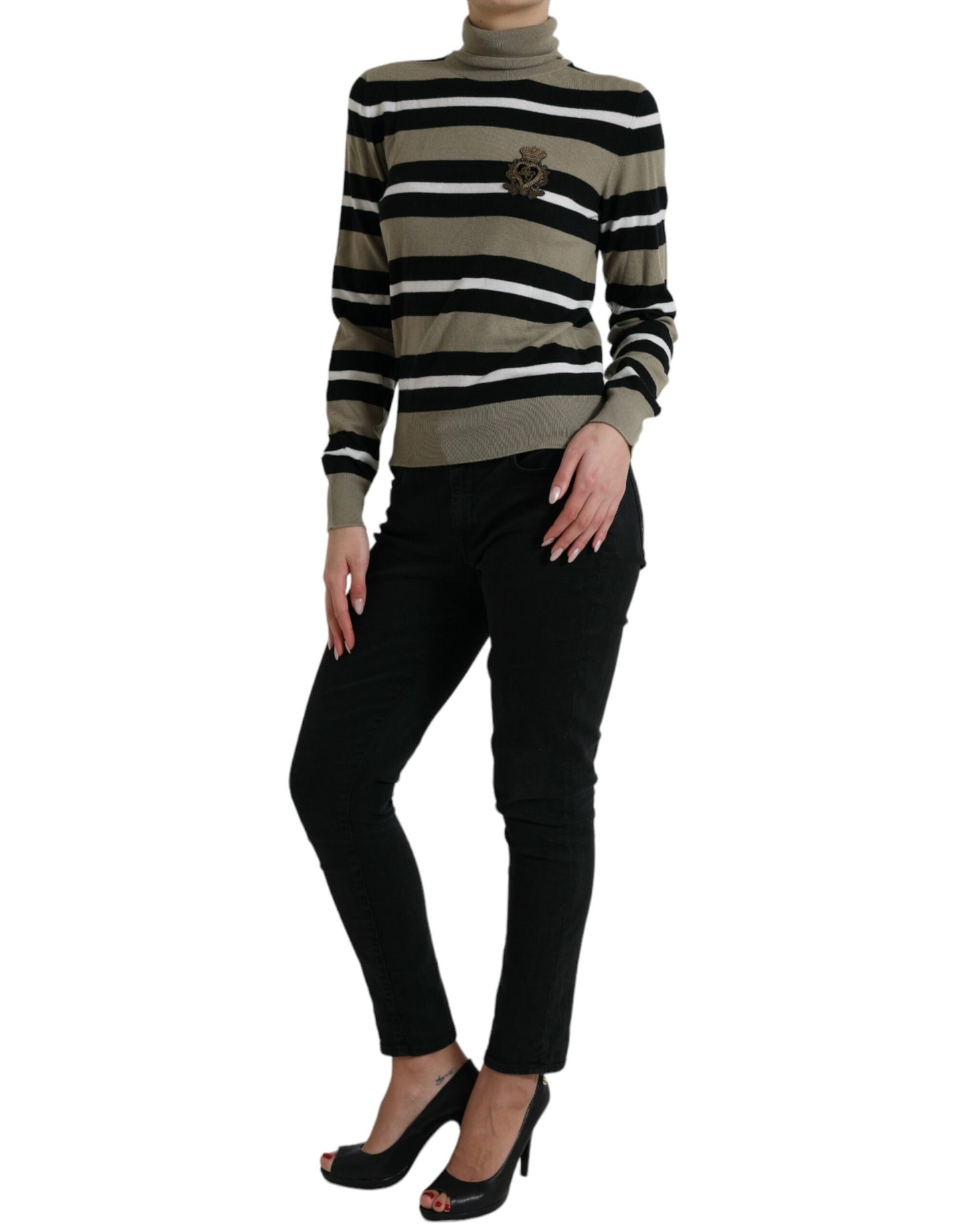 Dolce &amp; Gabbana – Pullover aus Wolle mit mehrfarbigem Streifenlogo