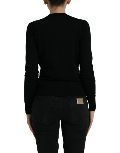 Dolce &amp; Gabbana – Langärmliger Cardigan aus schwarzer Vogelwolle