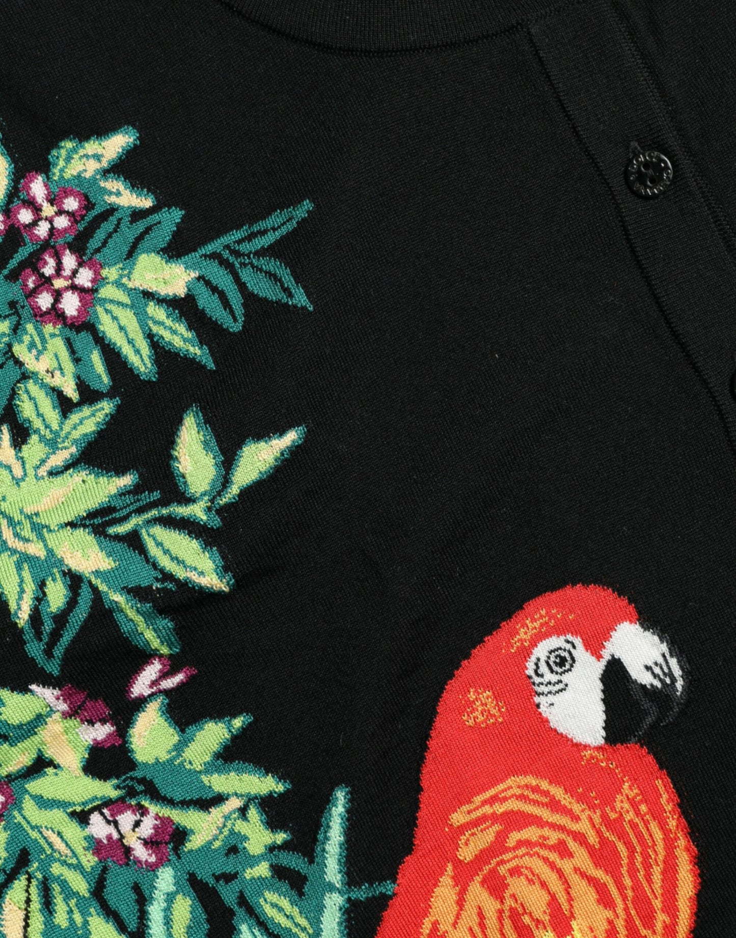 Dolce &amp; Gabbana – Langärmliger Cardigan aus schwarzer Vogelwolle