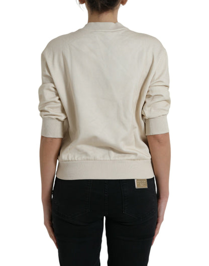 Dolce &amp; Gabbana Beige Pullover aus Baumwolle mit Dschungel-Print