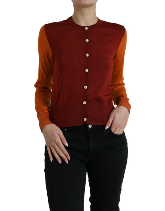 Dolce &amp; Gabbana Mehrfarbiger Cardigan aus Seide mit Rundhalsausschnitt