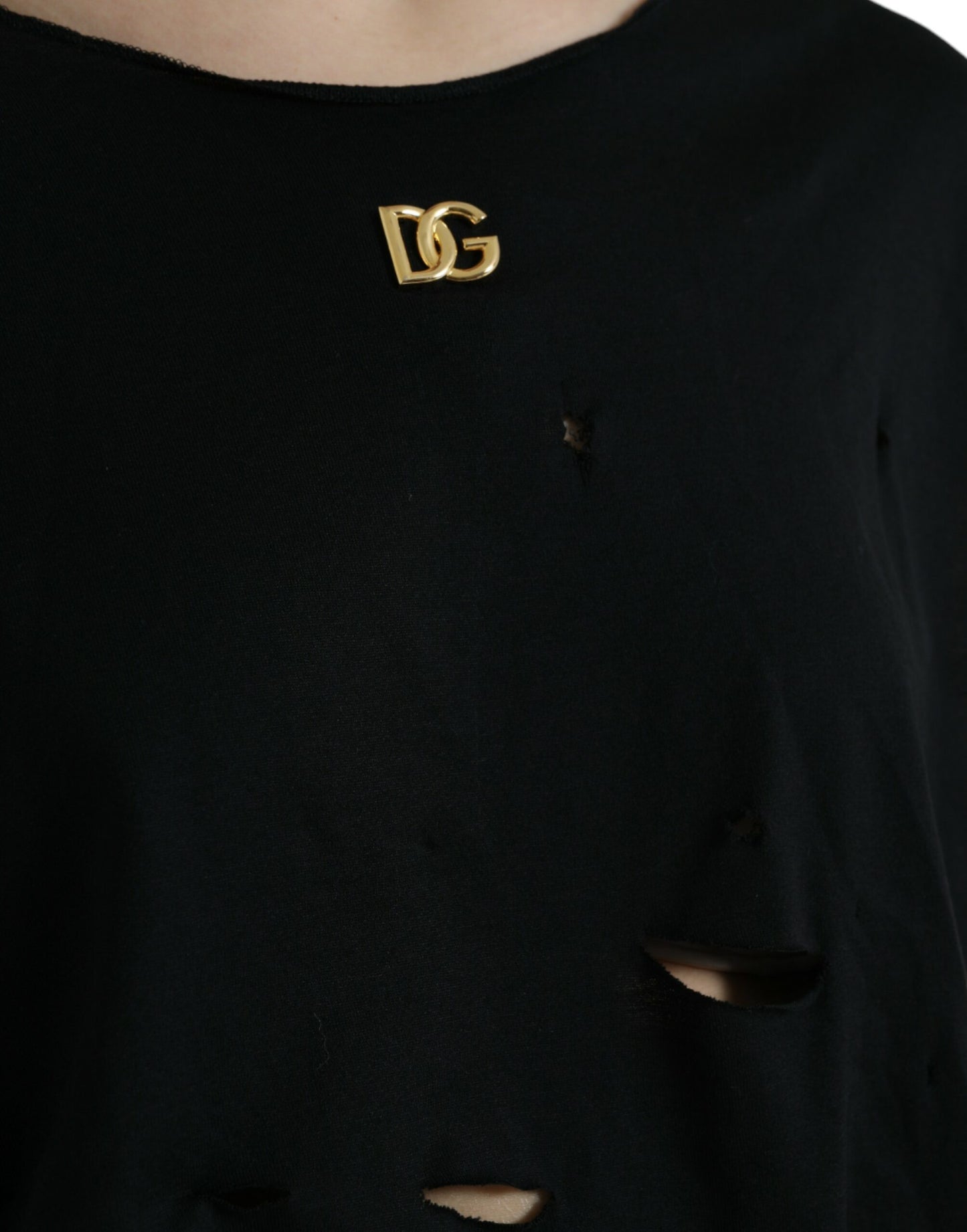 Dolce &amp; Gabbana Black Cotton Lace Up Logo Round Neck Tank Top