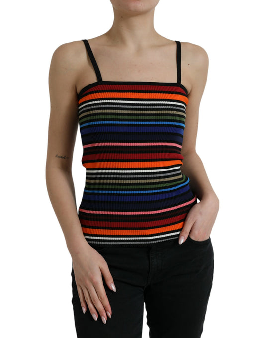 Dolce &amp; Gabbana Multicolor Stripes Spaghetti Strap Tank Top