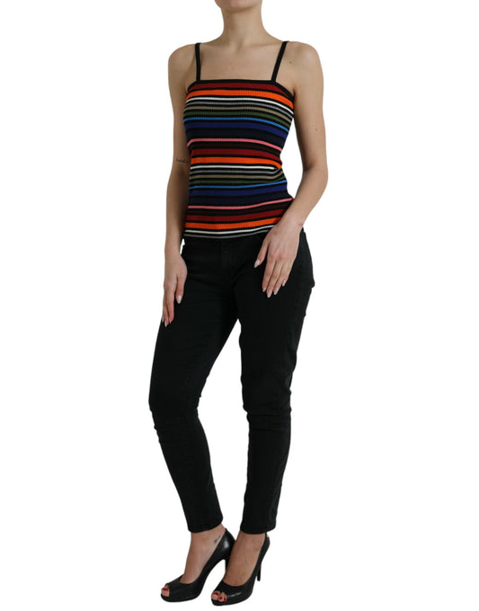 Dolce &amp; Gabbana Multicolor Stripes Spaghetti Strap Tank Top