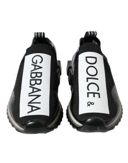 Dolce &amp; Gabbana Schwarz-Weiß Slip-On Sneakers Sorrento Schuhe