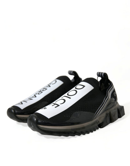 Dolce &amp; Gabbana Schwarz-Weiß Slip-On Sneakers Sorrento Schuhe