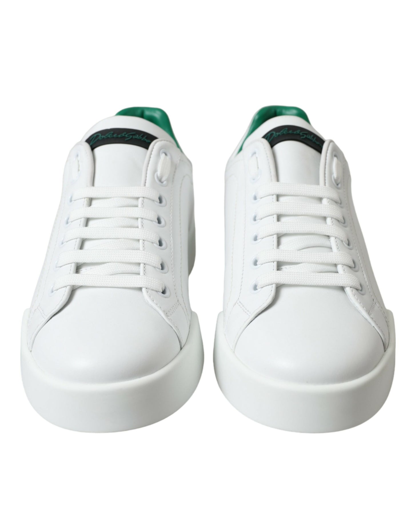 Dolce &amp; Gabbana Weiß Grün Leder Portofino Sneakers Schuhe