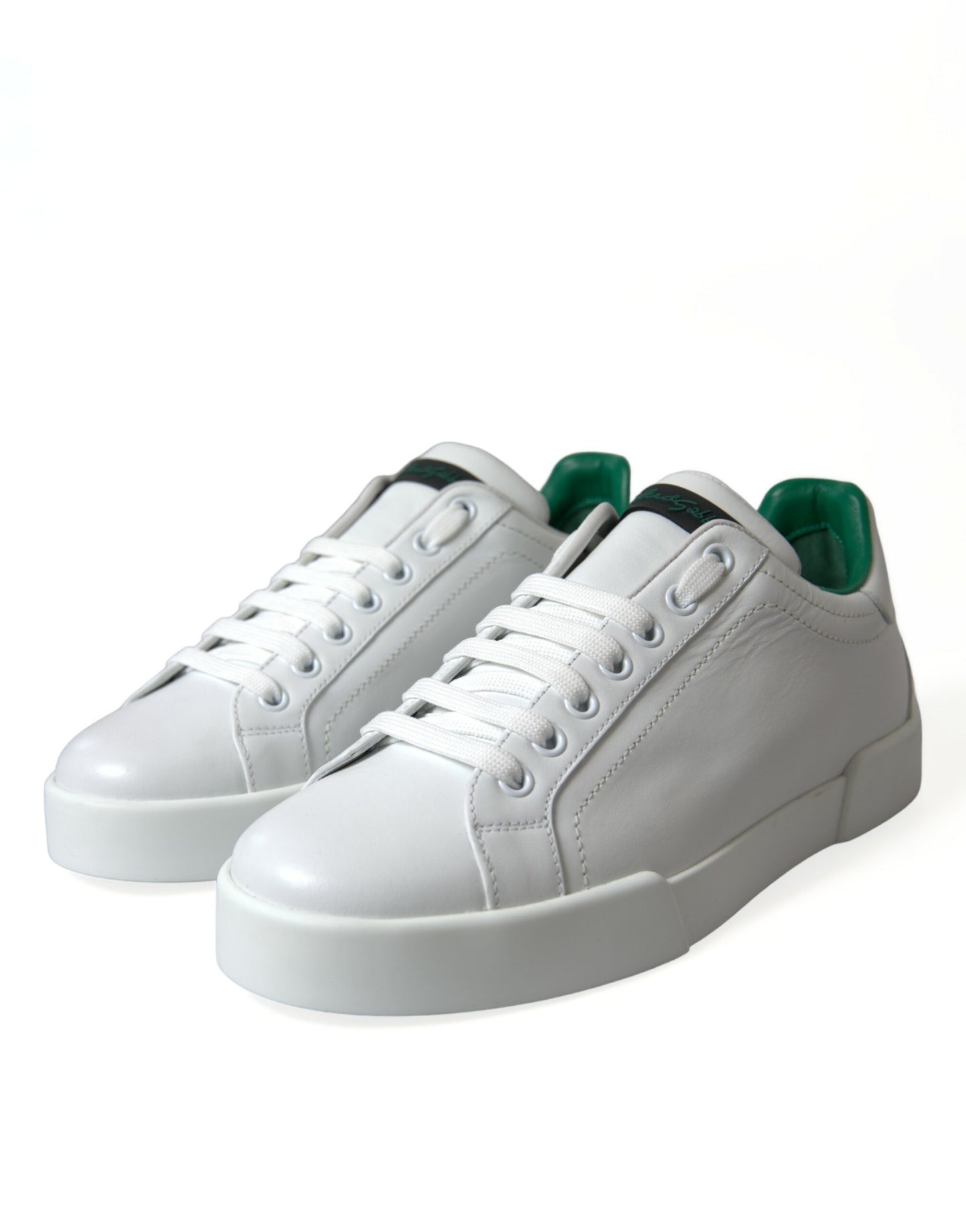 Dolce &amp; Gabbana Weiß Grün Leder Portofino Sneakers Schuhe