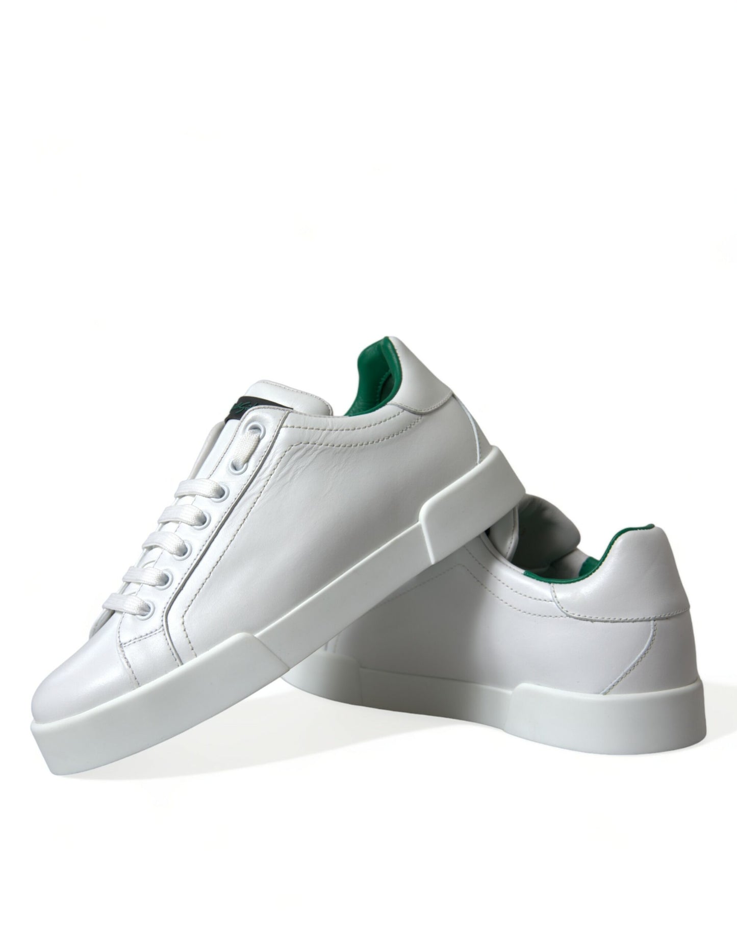 Dolce &amp; Gabbana Weiß Grün Leder Portofino Sneakers Schuhe