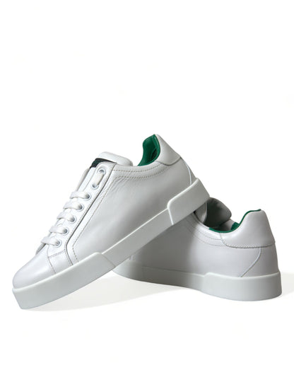 Dolce &amp; Gabbana Weiß Grün Leder Portofino Sneakers Schuhe