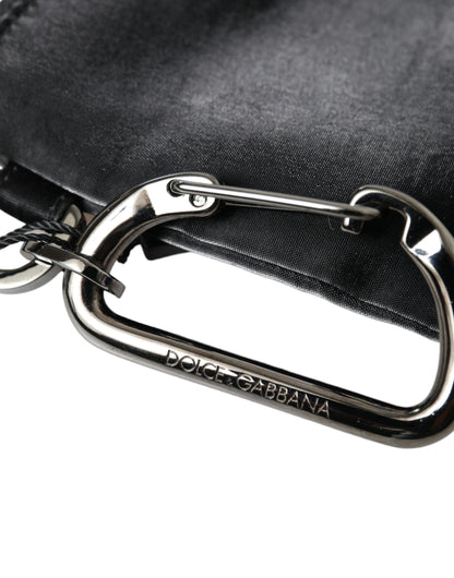 Dolce &amp; Gabbana – Schwarze Clutch aus Nylon mit Schlüsselanhänger und Logo-Plakette