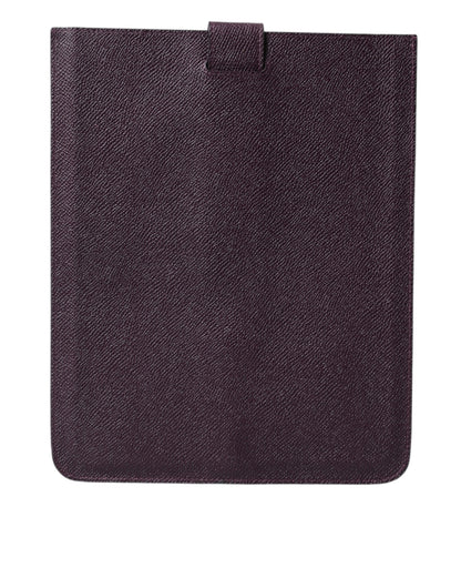 Dolce &amp; Gabbana Dark Brown Leather Logo Plaque Cover Sleeve Tablet Case