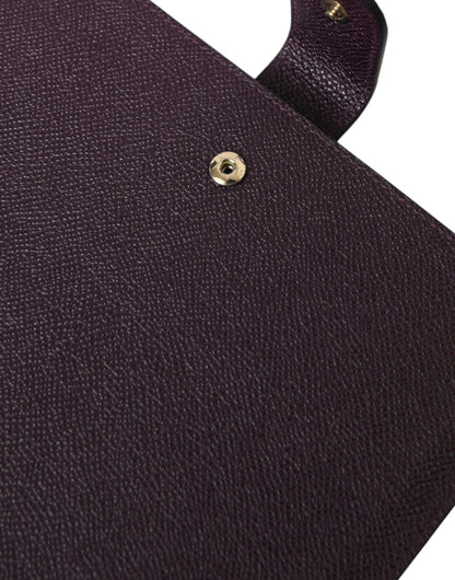 Dolce &amp; Gabbana Dark Brown Leather Logo Plaque Cover Sleeve Tablet Case