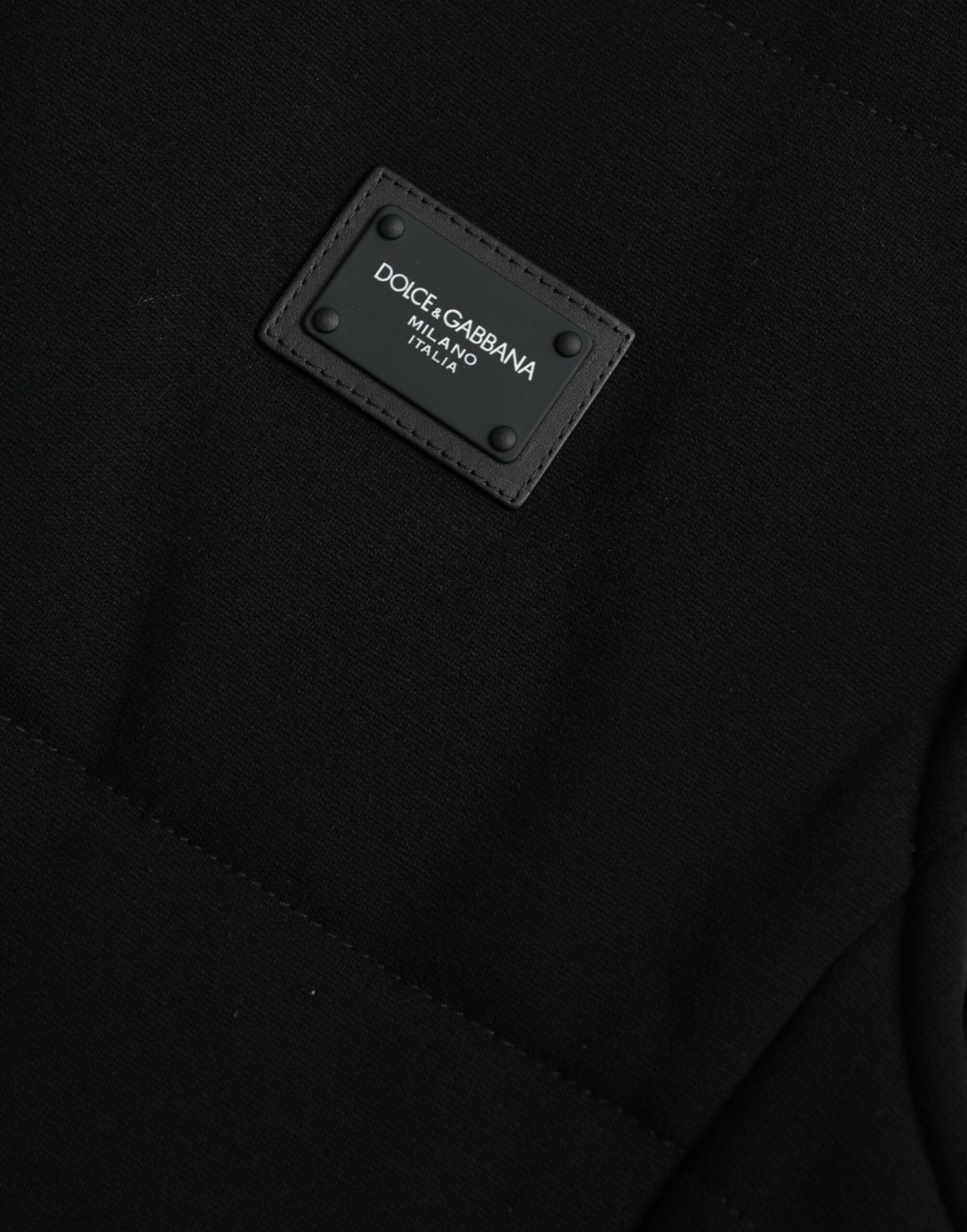 Dolce &amp; Gabbana Black Rayon Buttoned Vest Logo Jacket