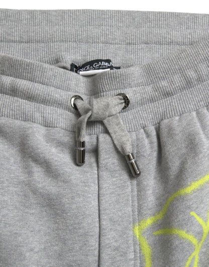 Dolce &amp; Gabbana Gray Cotton Graffiti Sweatpants Jogger Pants