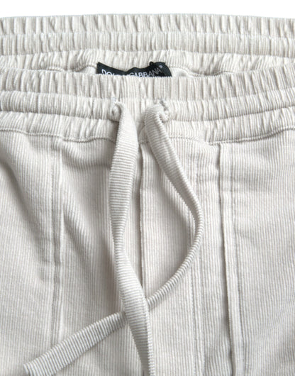 Dolce &amp; Gabbana – Beigefarbene Bermudashorts aus Baumwollcord mit Logo