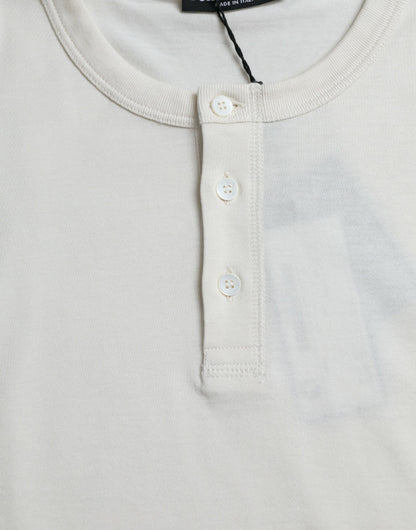 Dolce &amp; Gabbana – Henley-Pullover aus Baumwolle in Off-White